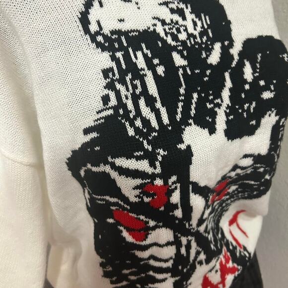 Shein Skeleton Halloween White and red knitted sweater - Picture 6 of 8